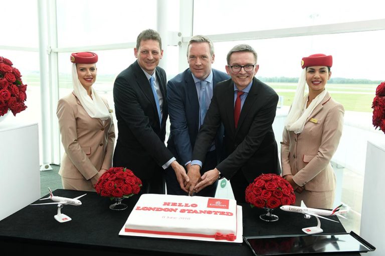 Emirates celebrates inaugural flight to London Stansted