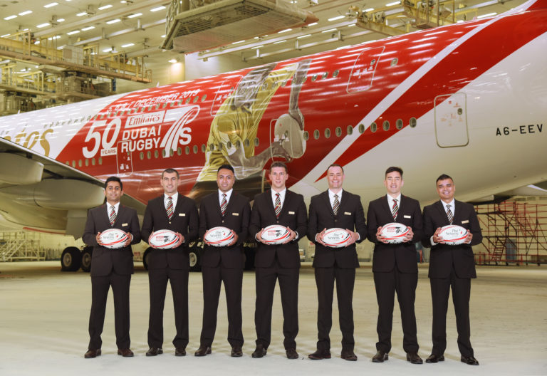 Emirates ‘scores a try’ with new Dubai Rugby Sevens A380 livery marking the flagship event’s 50th anniversary