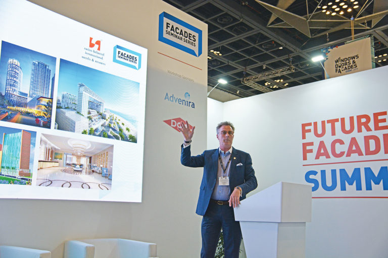 LAURENT A. VOIVENEL, SVP OPERATIONS & DEVELOPMENT, SWISS-BELHOTEL INTERNATIONAL, SPEAKS ON INNOVATIVE GLASS TRENDS IN HOTELS AT GULF GLASS SEMINAR IN DUBAI